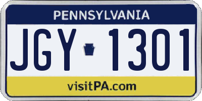 PA license plate JGY1301