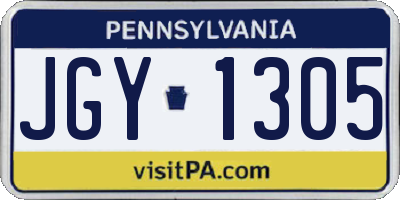 PA license plate JGY1305