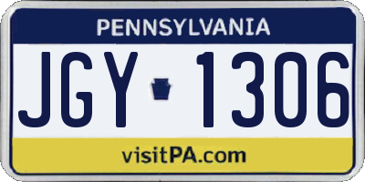 PA license plate JGY1306