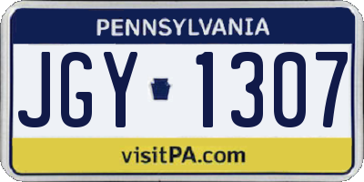 PA license plate JGY1307