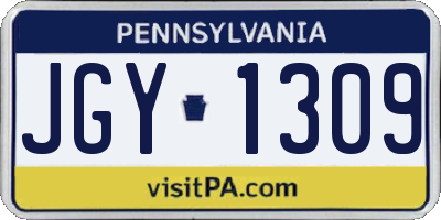 PA license plate JGY1309