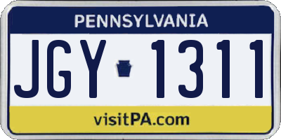 PA license plate JGY1311
