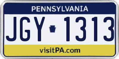 PA license plate JGY1313