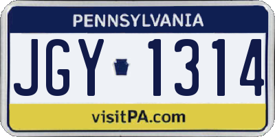 PA license plate JGY1314