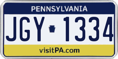 PA license plate JGY1334