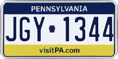 PA license plate JGY1344