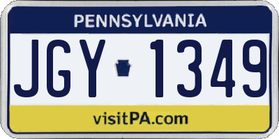 PA license plate JGY1349