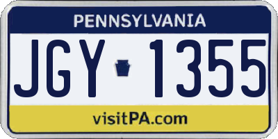 PA license plate JGY1355