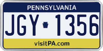 PA license plate JGY1356