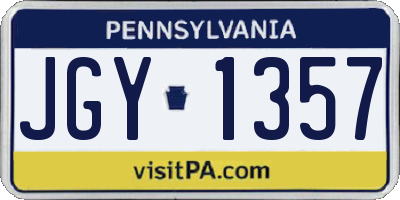 PA license plate JGY1357