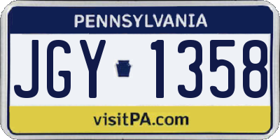 PA license plate JGY1358