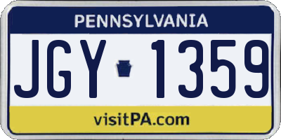 PA license plate JGY1359