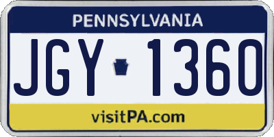PA license plate JGY1360