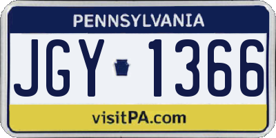 PA license plate JGY1366