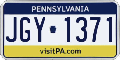 PA license plate JGY1371