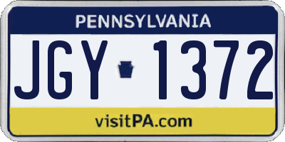 PA license plate JGY1372