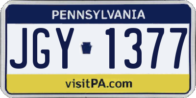 PA license plate JGY1377