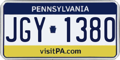 PA license plate JGY1380