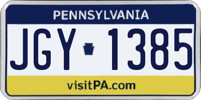 PA license plate JGY1385