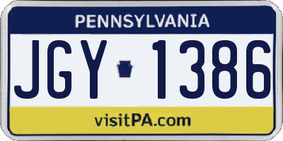 PA license plate JGY1386