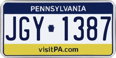 PA license plate JGY1387