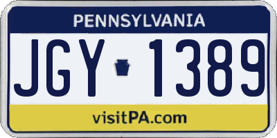 PA license plate JGY1389