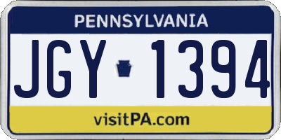 PA license plate JGY1394