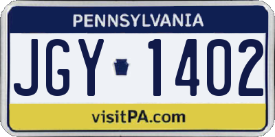 PA license plate JGY1402