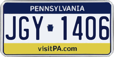 PA license plate JGY1406