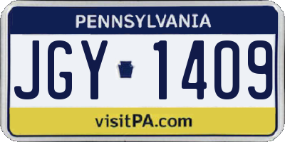 PA license plate JGY1409