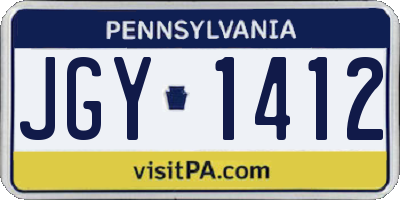 PA license plate JGY1412
