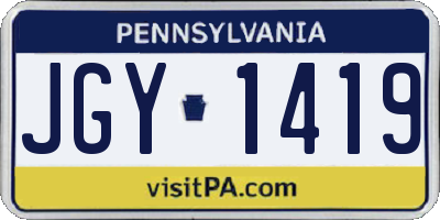 PA license plate JGY1419