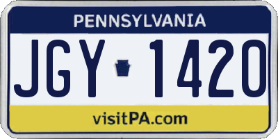 PA license plate JGY1420