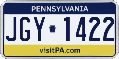 PA license plate JGY1422