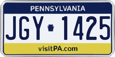 PA license plate JGY1425