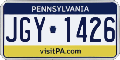 PA license plate JGY1426