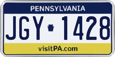 PA license plate JGY1428