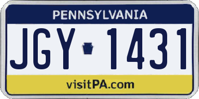PA license plate JGY1431