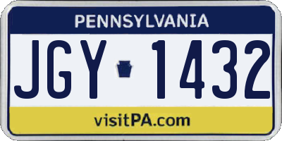 PA license plate JGY1432