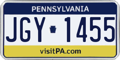 PA license plate JGY1455