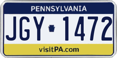 PA license plate JGY1472