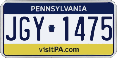 PA license plate JGY1475