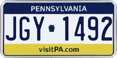 PA license plate JGY1492