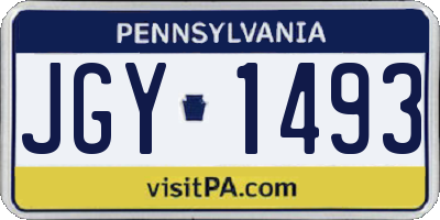 PA license plate JGY1493