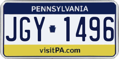 PA license plate JGY1496