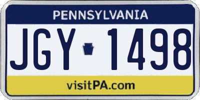 PA license plate JGY1498