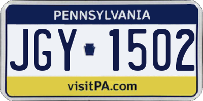 PA license plate JGY1502