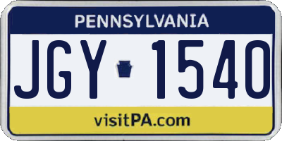 PA license plate JGY1540