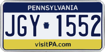 PA license plate JGY1552