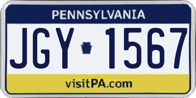 PA license plate JGY1567